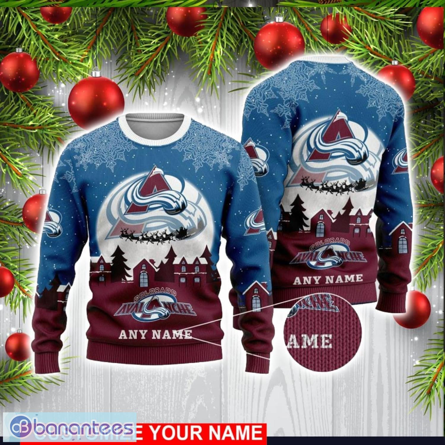 custom name nhl colorado avalanche 3d sweater christmas holiday gift image Custom Name NHL Colorado Avalanche 3D Sweater Christmas Holiday Gift Product Photo 1
