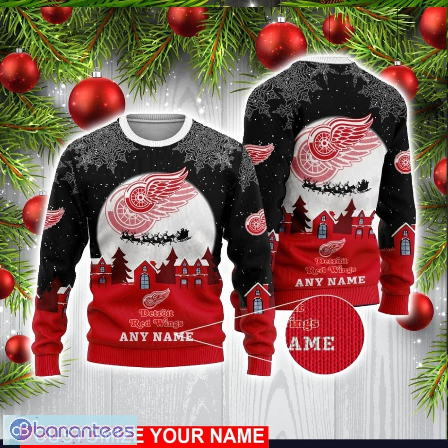 custom name nhl detroit red wings 3d sweater christmas holiday gift image Custom Name NHL Detroit Red Wings 3D Sweater Christmas Holiday Gift Product Photo 1