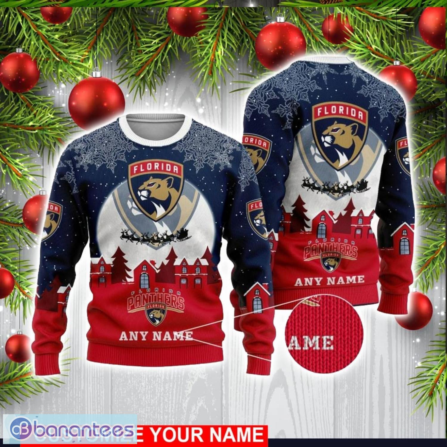 custom name nhl florida panthers 3d sweater christmas holiday gift image Custom Name NHL Florida Panthers 3D Sweater Christmas Holiday Gift Product Photo 1