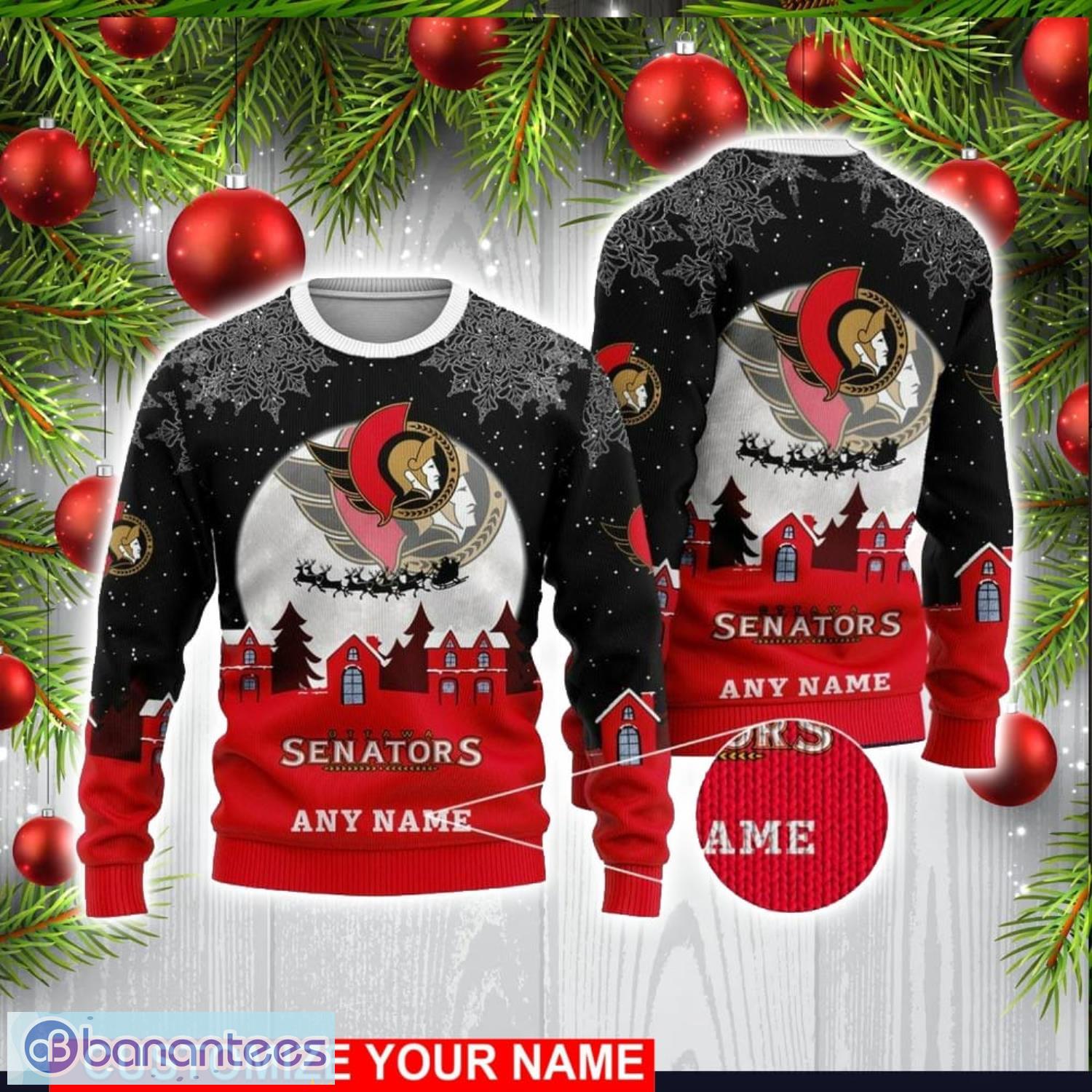 custom name nhl ottawa senators 3d sweater christmas holiday gift image Custom Name NHL Ottawa Senators 3D Sweater Christmas Holiday Gift Product Photo 1