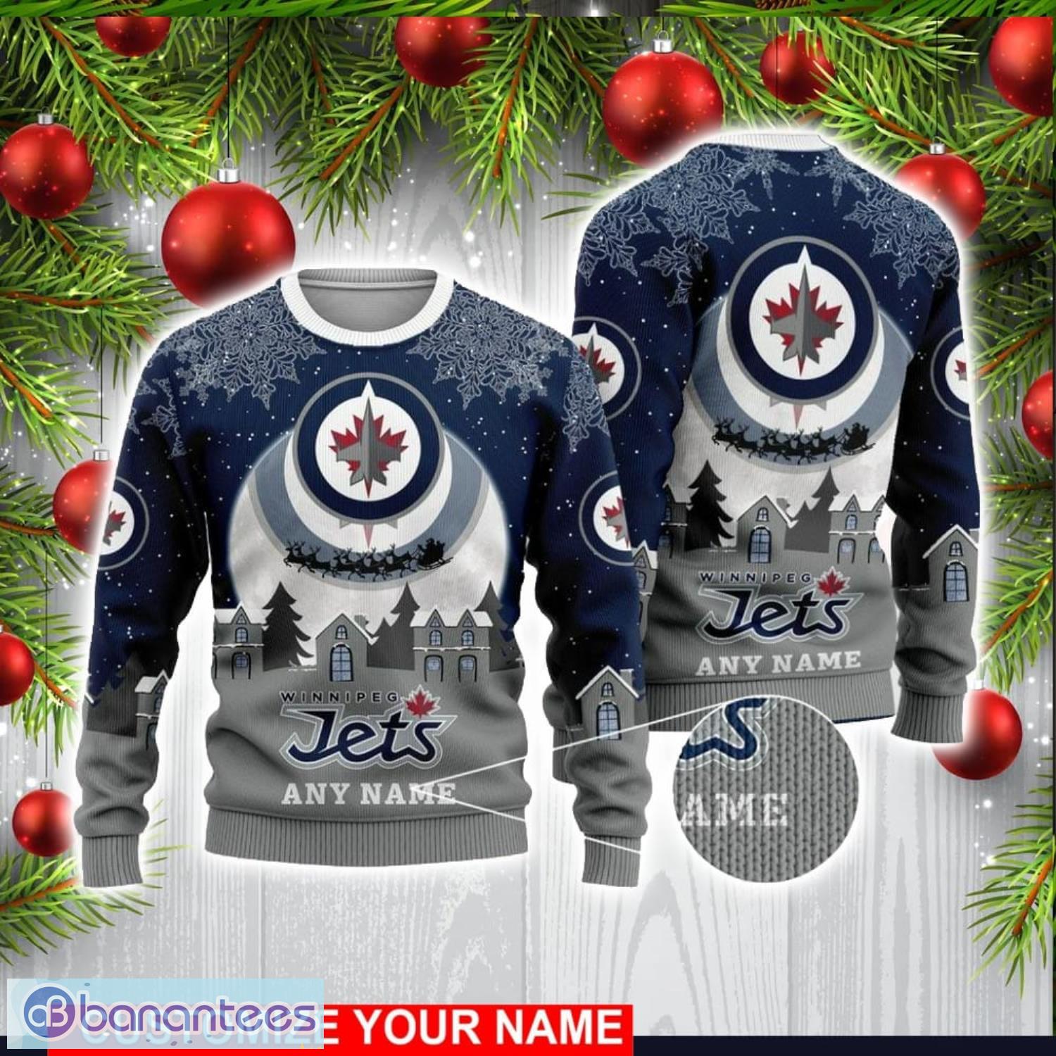 custom name nhl winnipeg jets 3d sweater christmas holiday gift image Custom Name NHL Winnipeg Jets 3D Sweater Christmas Holiday Gift Product Photo 1
