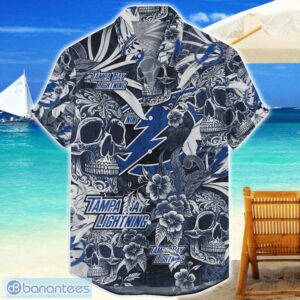 Tampa Bay Lightning Flower and Skull Hawaiian Shirt NHL Team Halloween Shirt Product Photo 1