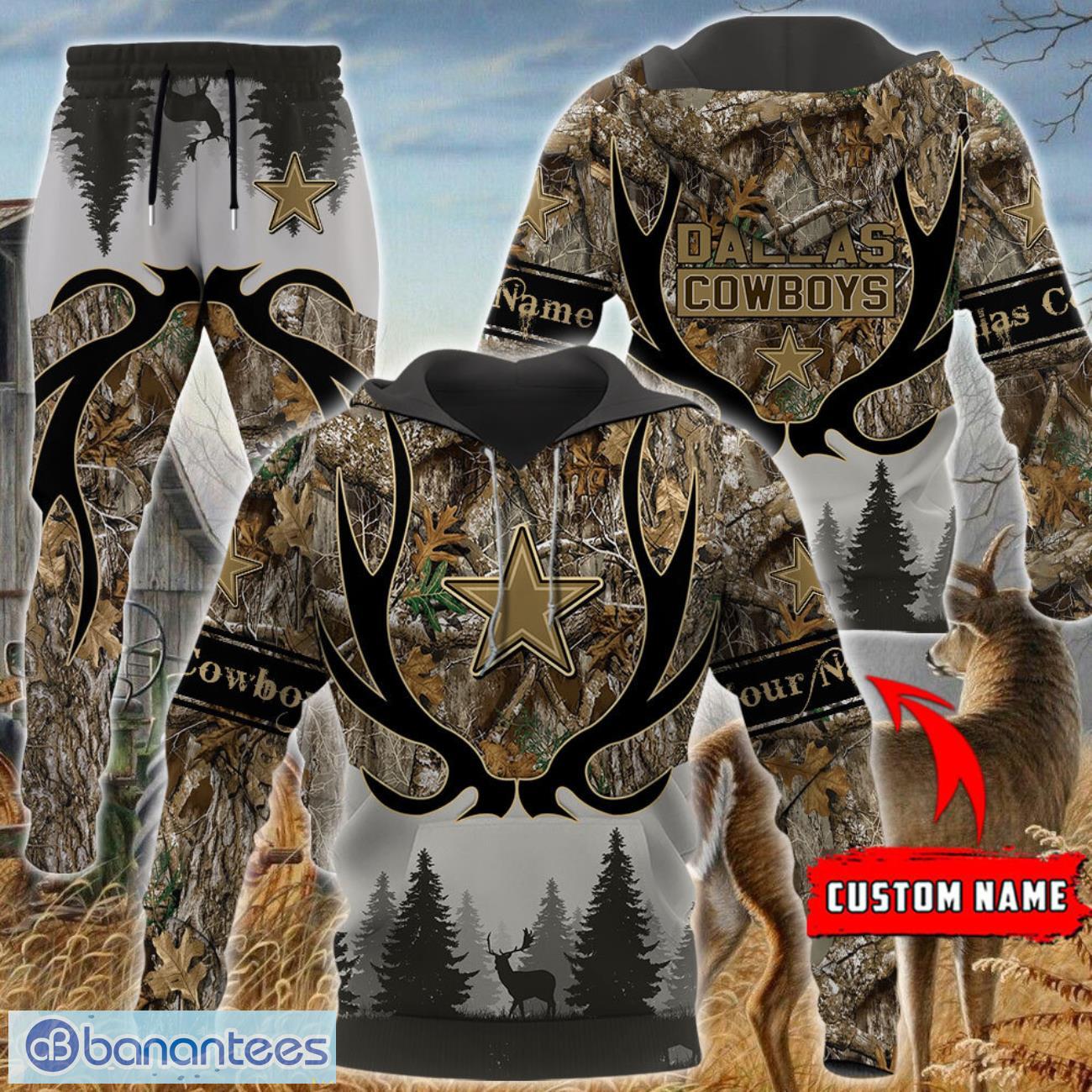 dallas cowboys custom name hunting camo style 3d hoodie t shirt sweatshirt image Dallas Cowboys Custom Name Hunting Camo Style 3D Hoodie T-Shirt Sweatshirt Product Photo 1