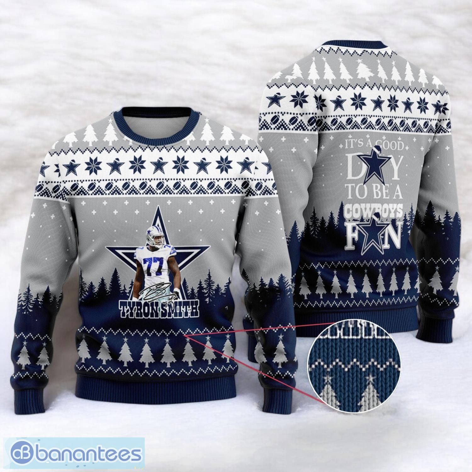 dallas cowboys tyron smith 77 super bowl lvii 2023 its a good day to be a cowboys fan sport player 3d ugly christmas sweater image Dallas Cowboys Tyron Smith #77 Super Bowl LVII 2023 It's A Good Day To Be A Cowboys Fan Sport Player 3D Ugly Christmas Sweater Product Photo