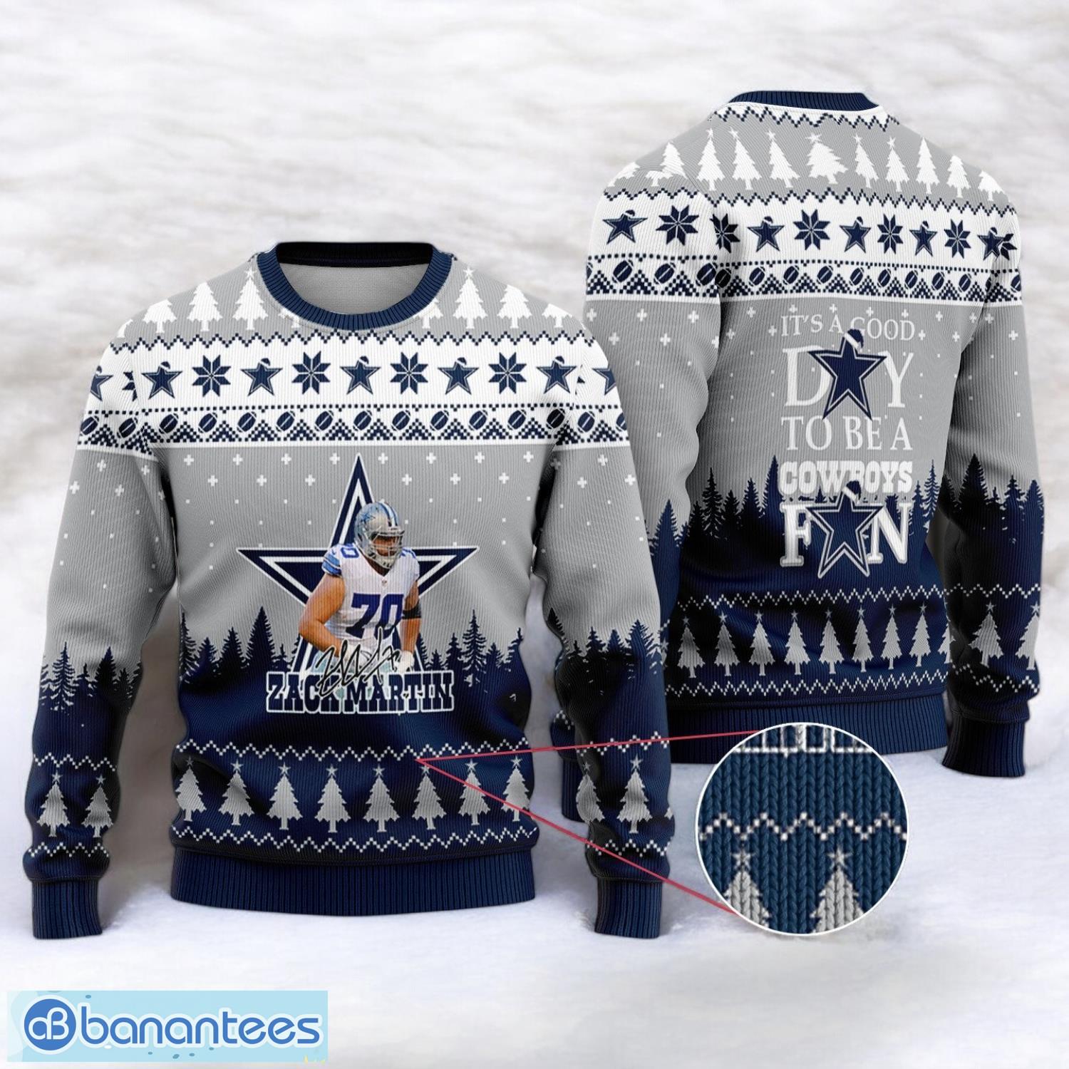 dallas cowboys zack martin 70 super bowl lvii 2023 its a good day to be a cowboys fan sport player 3d ugly christmas sweater image Dallas Cowboys Zack Martin #70 Super Bowl LVII 2023 It's A Good Day To Be A Cowboys Fan Sport Player 3D Ugly Christmas Sweater Product Photo
