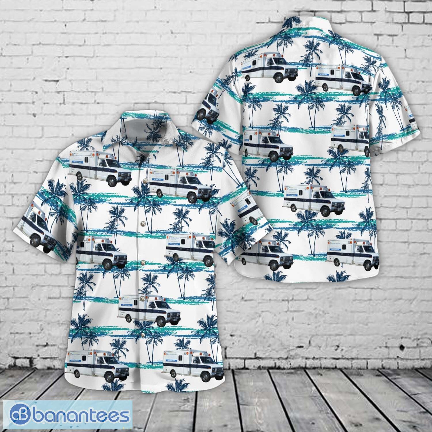 dekalb illinois kishhealth system emergency medical services hawaiian shirt image DeKalb, Illinois, KishHealth System Emergency Medical Services Hawaiian Shirt Product Photo 1