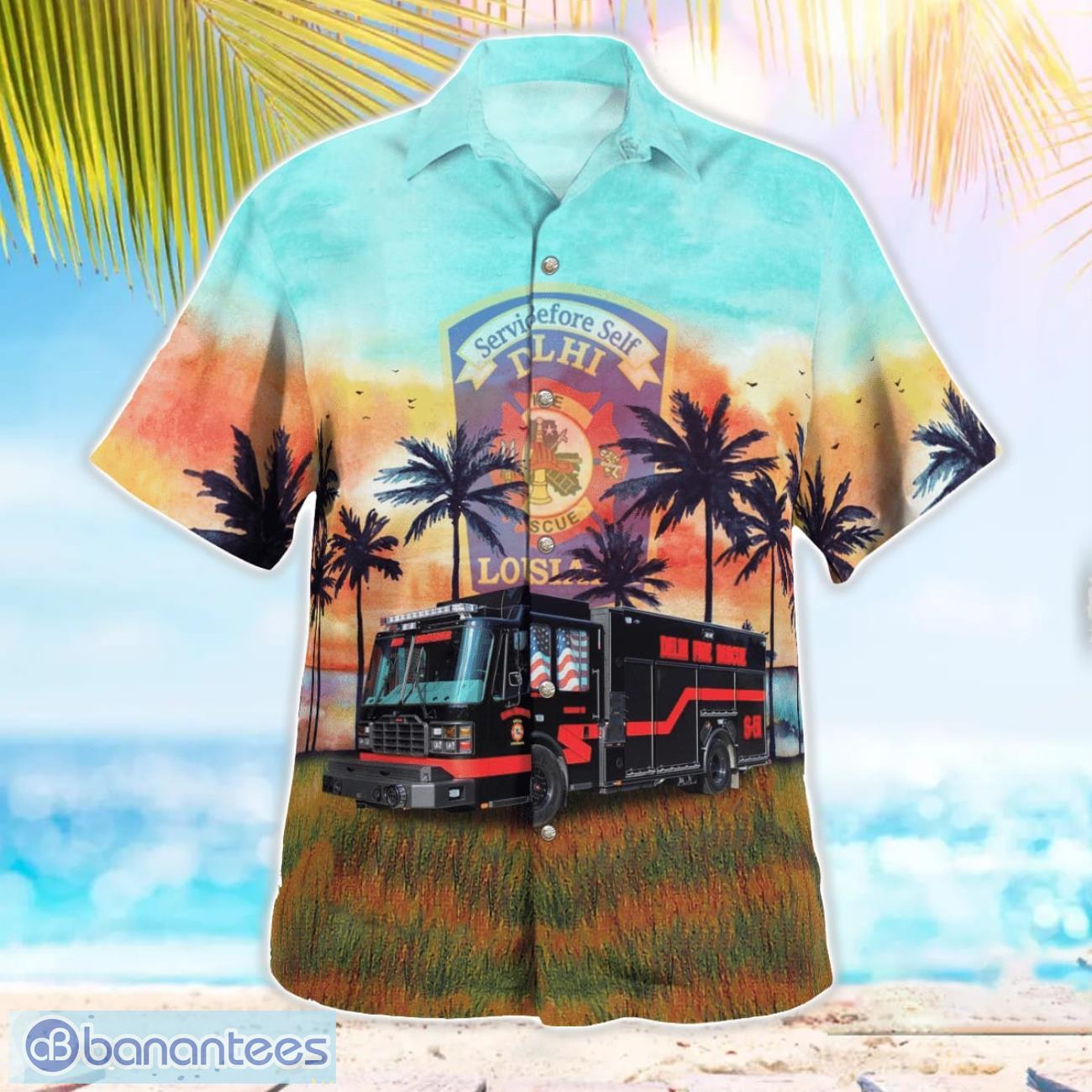 delhi louisiana delhi fire department hawaiian shirt 2 image Delhi, Louisiana, Delhi Fire Department Hawaiian Shirt Product Photo 3