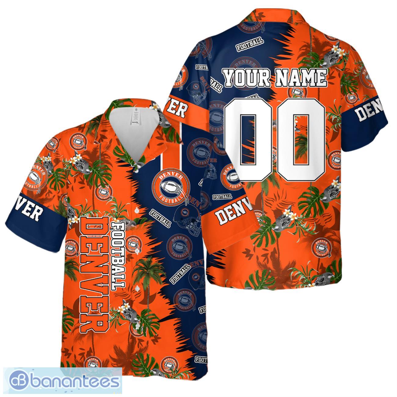 denver football team hawaiian shirt and shorts custom name number tropical style hawaiian shirt image Denver Football Team Hawaiian Shirt And Shorts Custom Name Number Tropical Style Hawaiian Shirt Product Photo 1