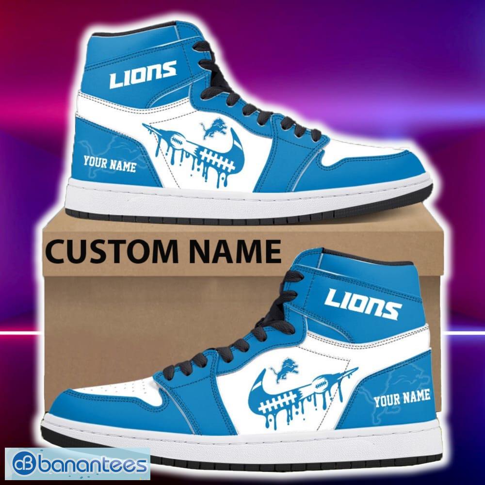 detroit lions air jordan hightop shoes new custom name for fans gift sneaker image Detroit Lions Air Jordan Hightop Shoes New Custom Name For Fans Gift Sneaker - Detroit Lions Air Jordan Hightop Shoes Photo 4