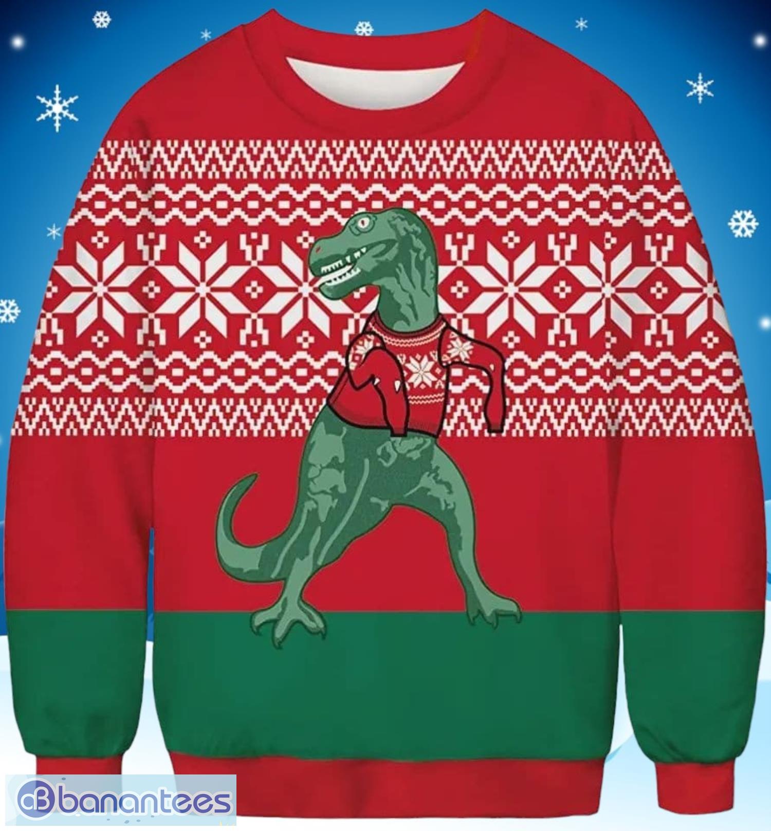 dinosaur christmas full over print gifts christmas 3d sweater shirt image Dinosaur Christmas Full Over Print Gifts Christmas 3D Sweater Shirt Product Photo 1