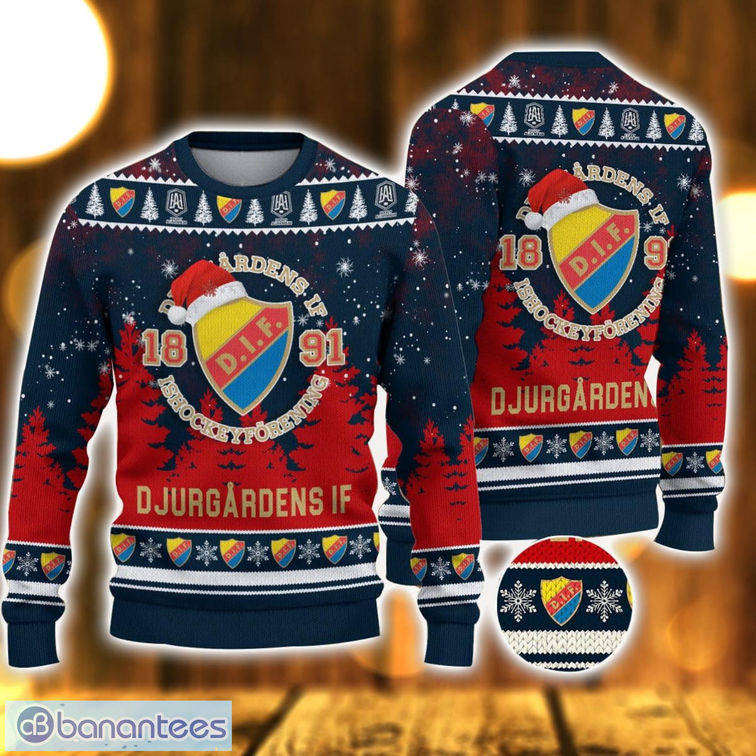djurgrdens if ugly christmas sweater holiday gift ideas for men and women image Djurgårdens IF Ugly Christmas Sweater Holiday Gift Ideas For Men And Women Product Photo 1