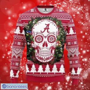 NCAA Alabama Crimson Tide Logo Skull Flower Christmas Gifts Christmas 3D Sweater Shirt Product Photo 1