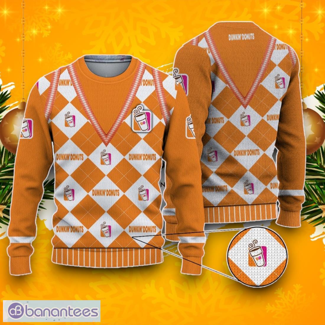 dunkin donuts ugly christmas sweater best gift ideas 2024 for men women image Dunkin’ Donuts Ugly Christmas Sweater, Best Gift Ideas 2024 For Men Women Product Photo 1