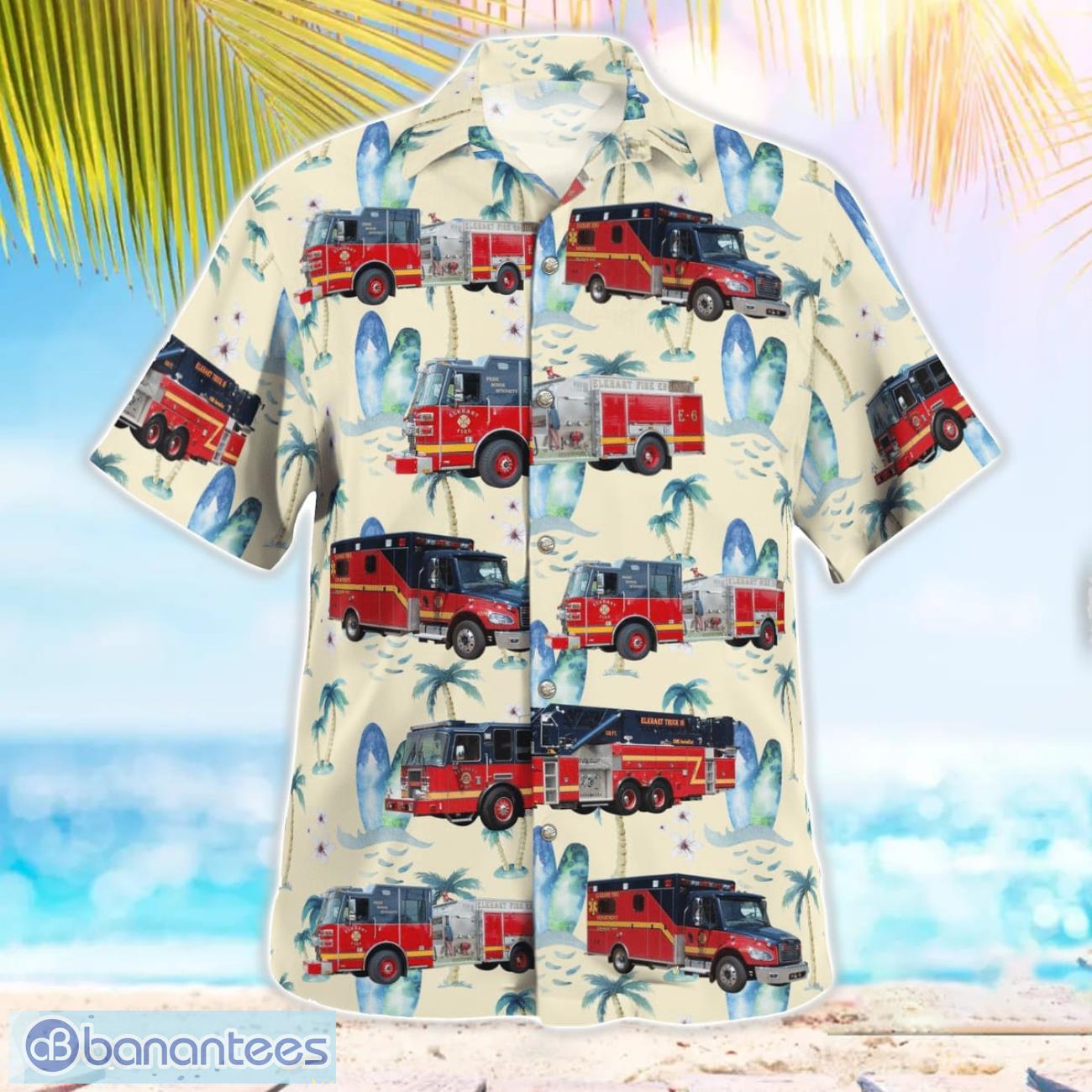 elkhart indiana elkhart fire department hawaiian shirt 2 image Elkhart, Indiana, Elkhart Fire Department Hawaiian Shirt Product Photo 3