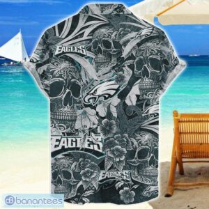Philadelphia Eagles Flower and Skull Hawaiian Shirt NFL Team Halloween Shirt Product Photo 2