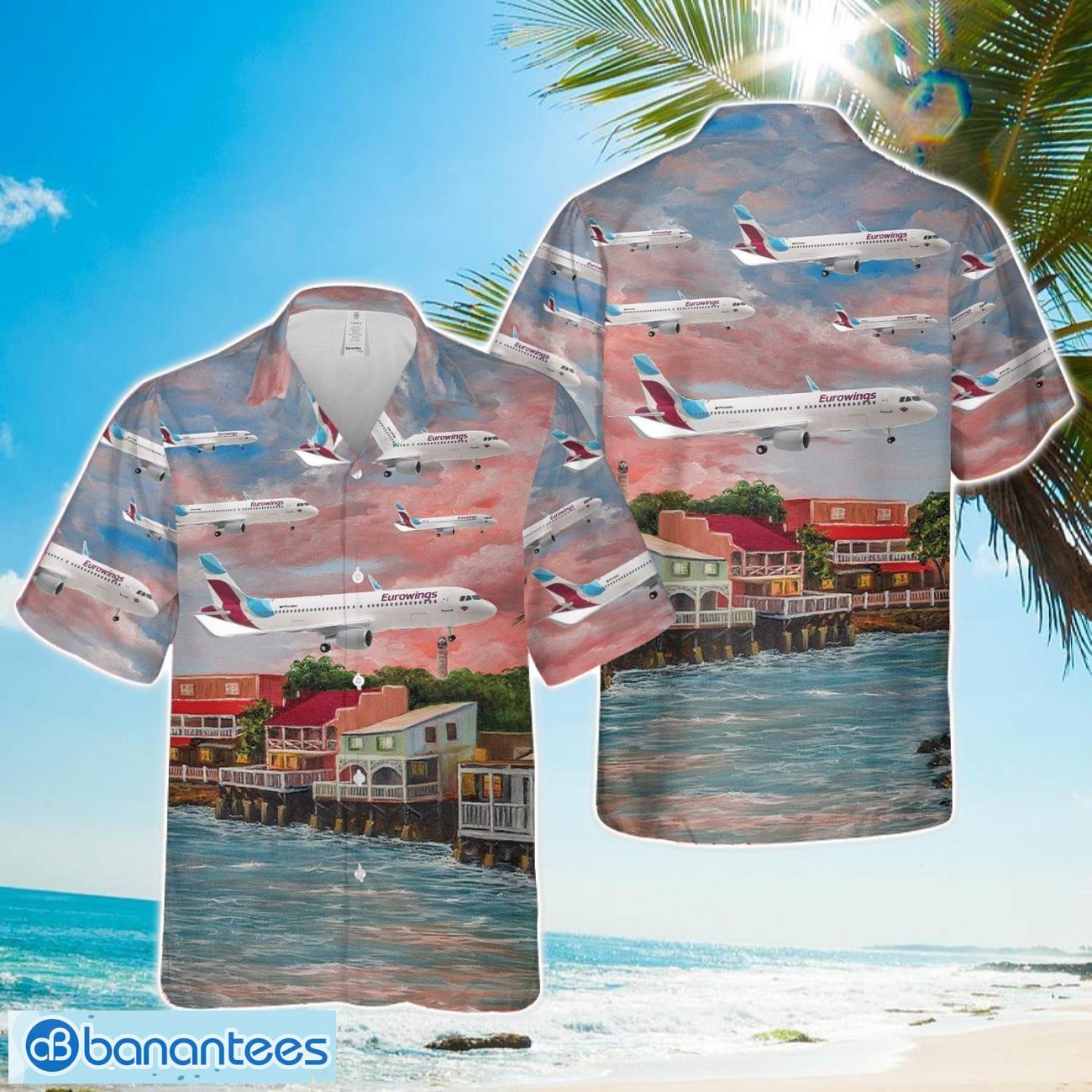 eurowings airbus a320 200 hawaiian shirt beach summer gift image Eurowings Airbus A320-200 Hawaiian Shirt Beach Summer Gift Product Photo 1