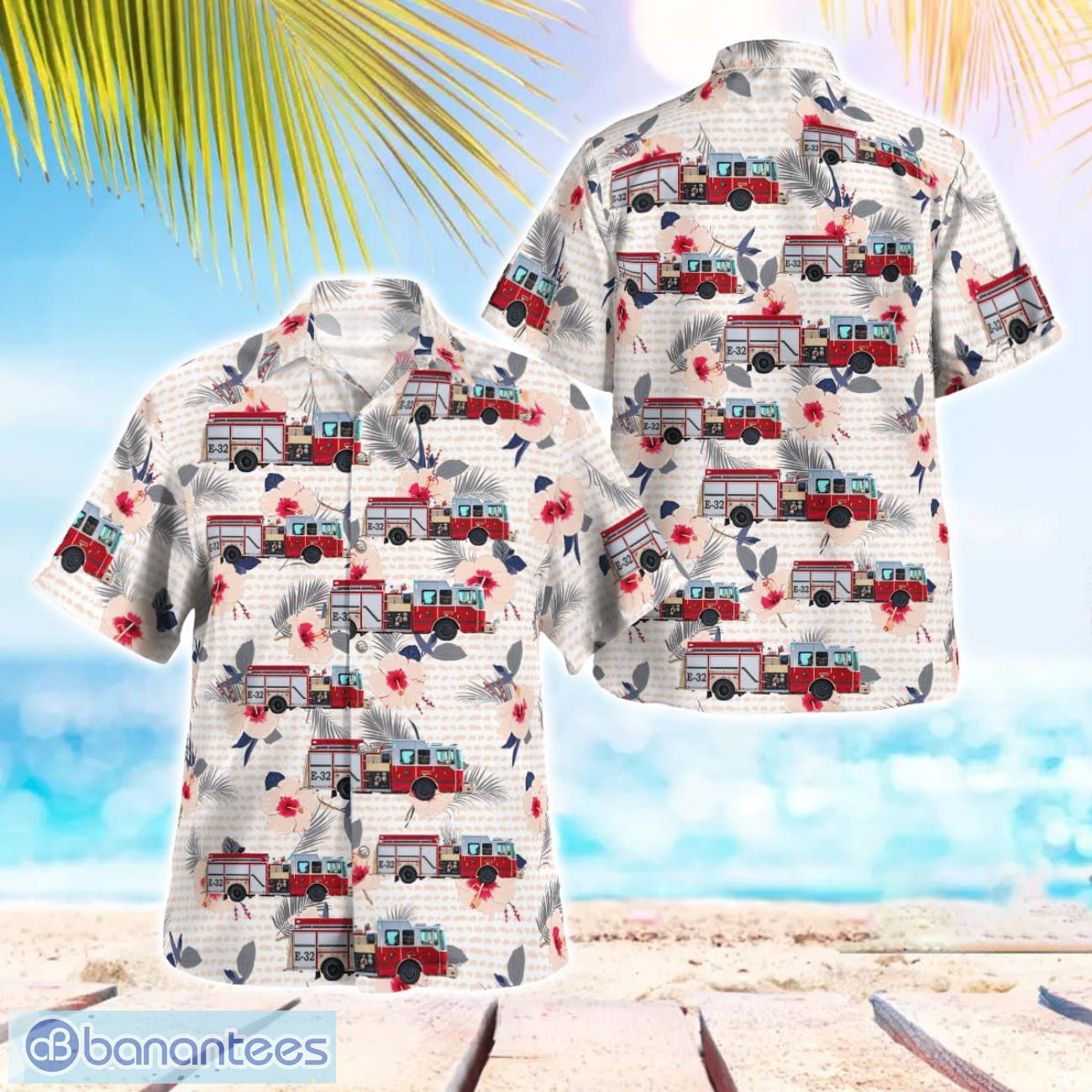 florida crescent city fire department station 3 hawaiian shirt image Florida, Crescent City Fire Department - Station 3 Hawaiian Shirt Product Photo 1
