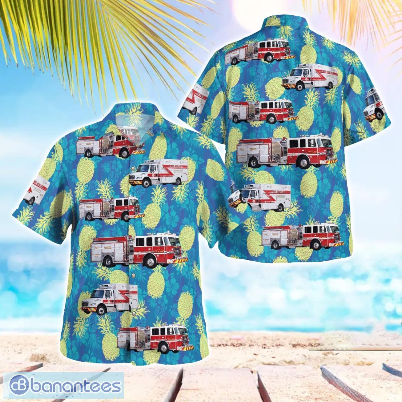florida pembroke pines fire department hawaiian shirt image Florida, Pembroke Pines Fire Department Hawaiian Shirt Product Photo 1