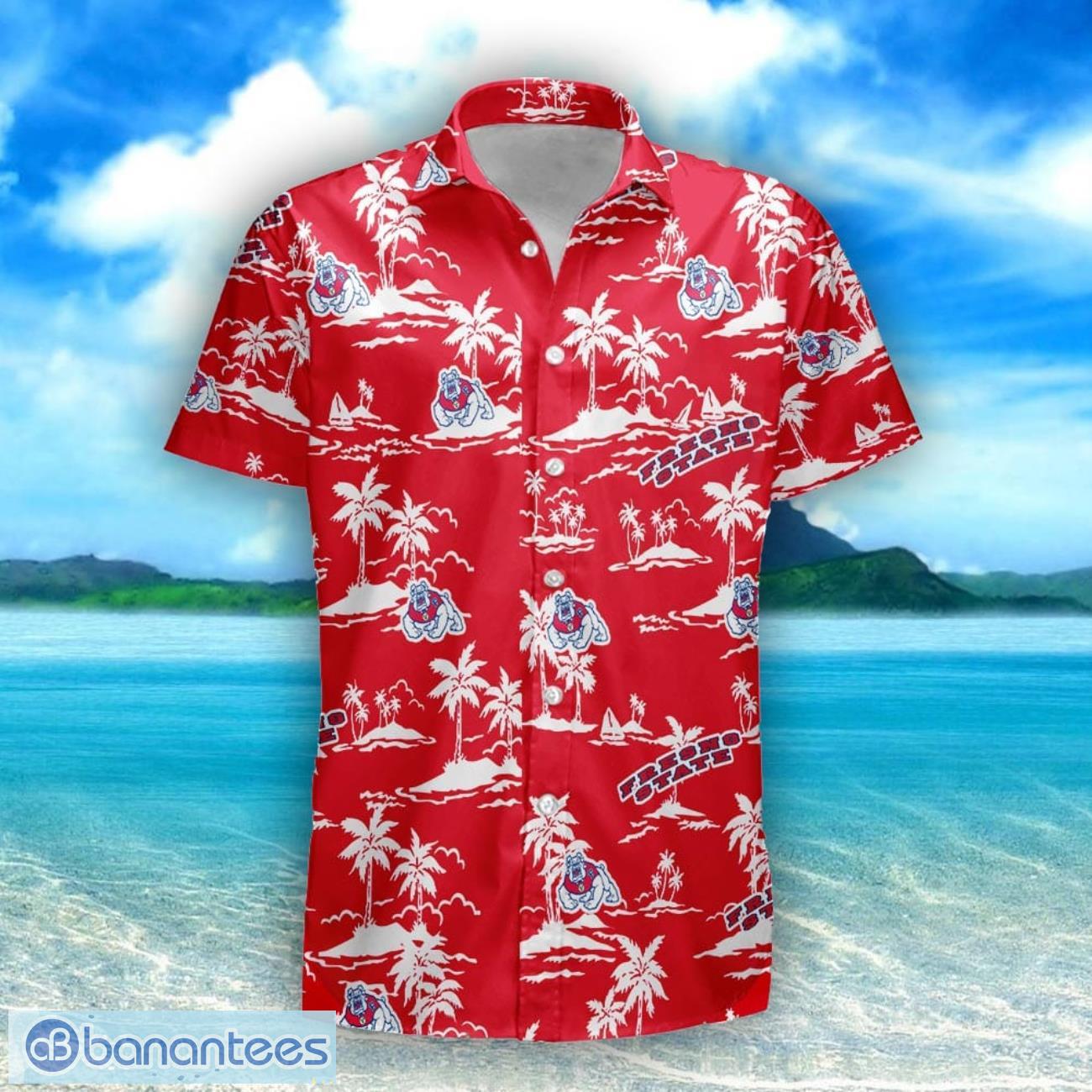 fresno state bulldogs 3d tropical pattern coconut tree hawaiian shirt and shorts image Fresno State Bulldogs 3D Tropical Pattern Coconut Tree Hawaiian Shirt And Shorts Product Photo 1