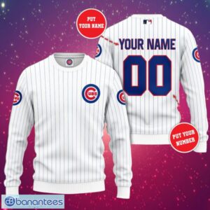 MLB Chicago Cubs Logo Design Simple Custom Name And Numbers White Sweatshirt Sweatshirt 3D Product Photo 1