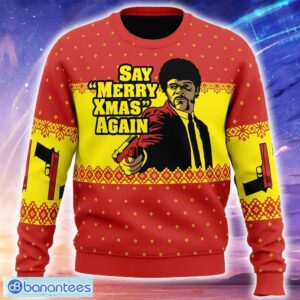 Merry Xmas Again Pulp Fiction Ugly Xmas Sweater Trending Holidays For Men Women Fans - Merry Xmas Again Pulp Fiction Ugly Christmas Sweater_1