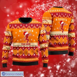 Merry Santa Hat Fireball Whisky Custom Name Ugly Christmas Sweater Print Full Product Photo 1