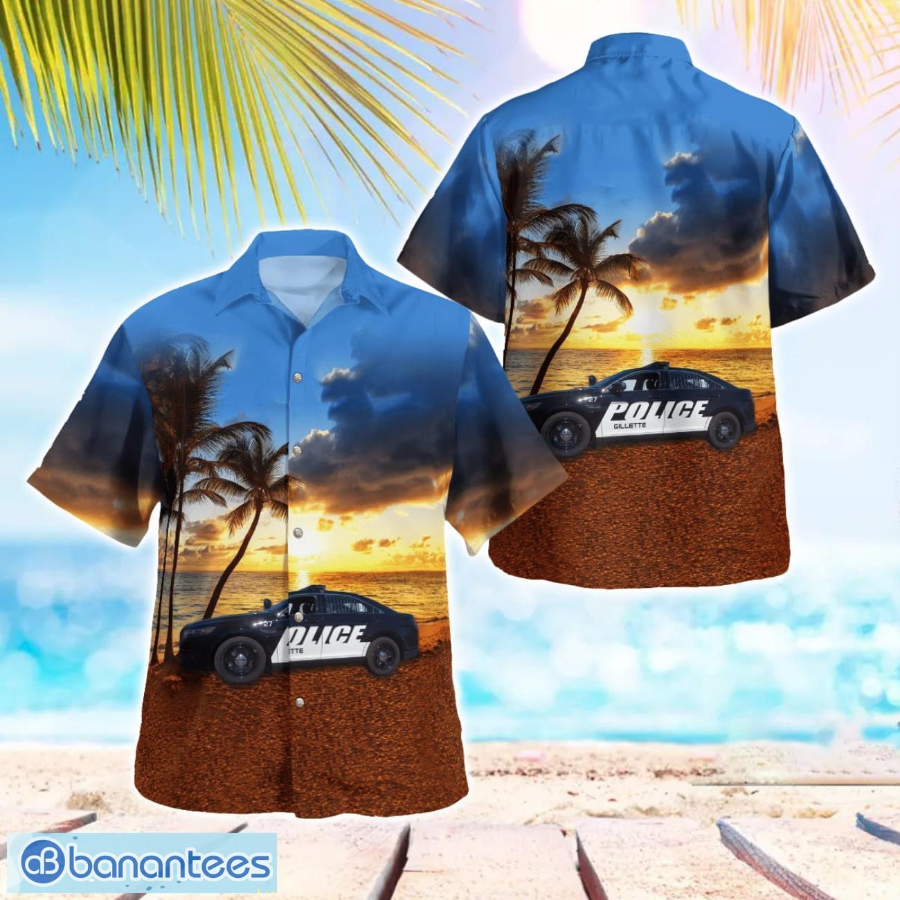 gillette police department gillette wyoming beach shirt for team image Gillette Police Department Gillette, Wyoming Beach Shirt For Team Product Photo 1