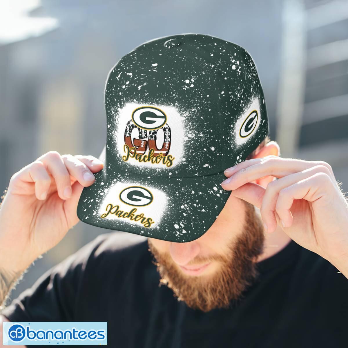 go green bay packers bleached 3d cap hat all over print for men women fans 1 image Go Green Bay Packers Bleached 3D Cap Hat All OVer Print For Men Women Fans - Go Green Bay Packers Bleached Print Cap_3