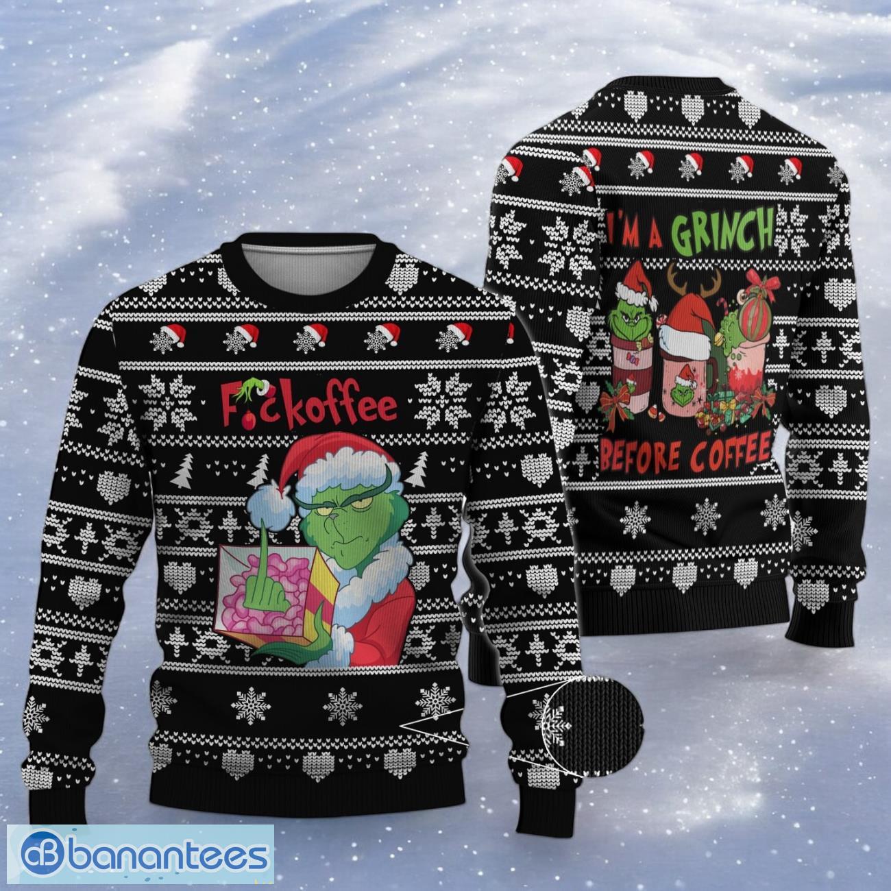 grinch before coffee ugly sweater christmas gift for fans image Grinch Before Coffee Ugly Sweater Christmas Gift For Fans Product Photo 1