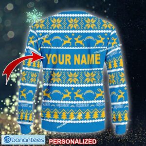 NEW Red Los Angeles Chargers Ugly Christmas Sweater Gift Holidays Custom Name - NFL Los Angeles Chargers Ugly Christmas Sweater For Men And Women Photo 2