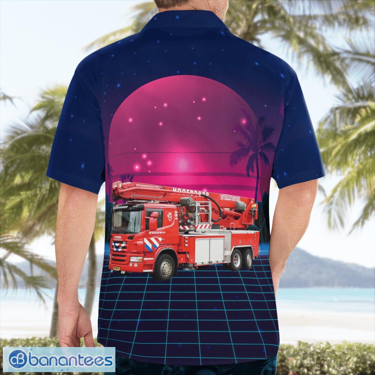 haarlem netherlands brandweer kennemerland hawaiian shirt 1 image Haarlem, Netherlands, Brandweer Kennemerland Hawaiian Shirt Product Photo 2