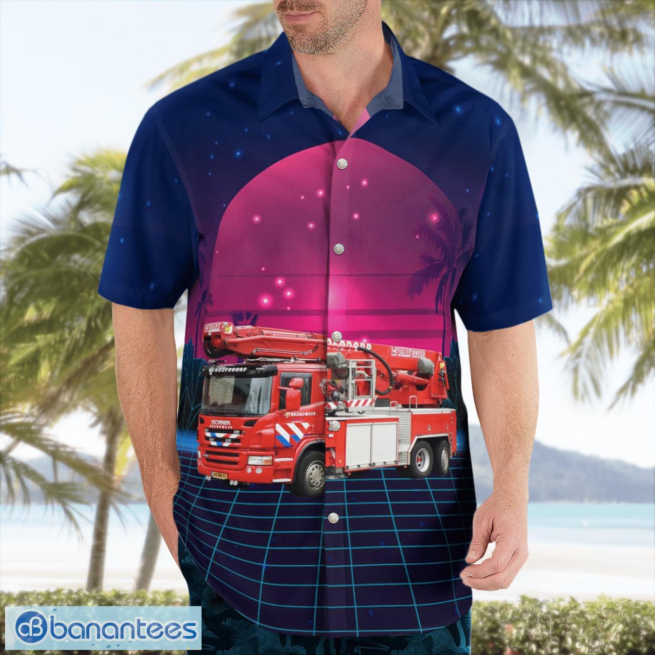 Haarlem, Netherlands, Brandweer Kennemerland Hawaiian Shirt Haarlem, Netherlands, Brandweer Kennemerland Hawaiian Shirt Product Photo 4