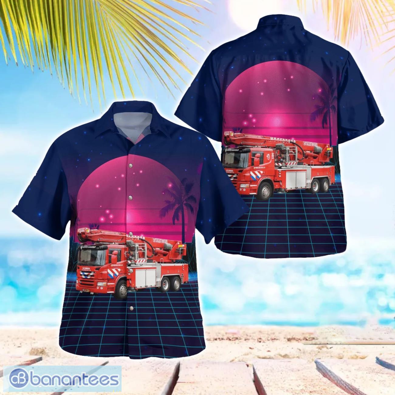 haarlem netherlands brandweer kennemerland hawaiian shirt image Haarlem, Netherlands, Brandweer Kennemerland Hawaiian Shirt Product Photo 1