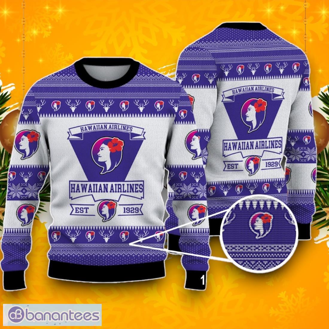 hawaiian airlines ugly christmas sweater best gift ideas 2024 for fans image Hawaiian Airlines Ugly Christmas Sweater, Best Gift Ideas 2024 For Fans Product Photo 1