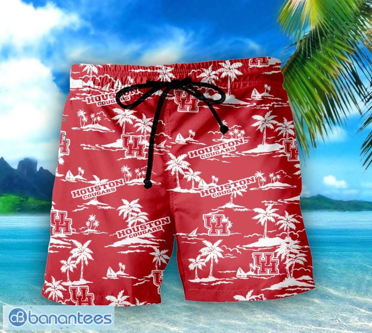 houston cougars 3d tropical pattern coconut tree hawaiian shirt and shorts 1 image Houston Cougars 3D Tropical Pattern Coconut Tree Hawaiian Shirt And Shorts Product Photo 2