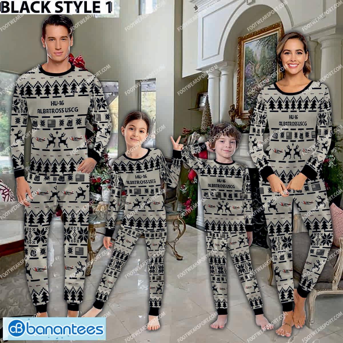 hu 16 albatross uscg hu16 aircraft pajamas set family men women children christmas image HU-16 Albatross USCG HU16 Aircraft Pajamas Set Family Men Women Children Christmas - HU-16 Albatross USCG HU16 Aircraft Pajamas Set Family Photo Black