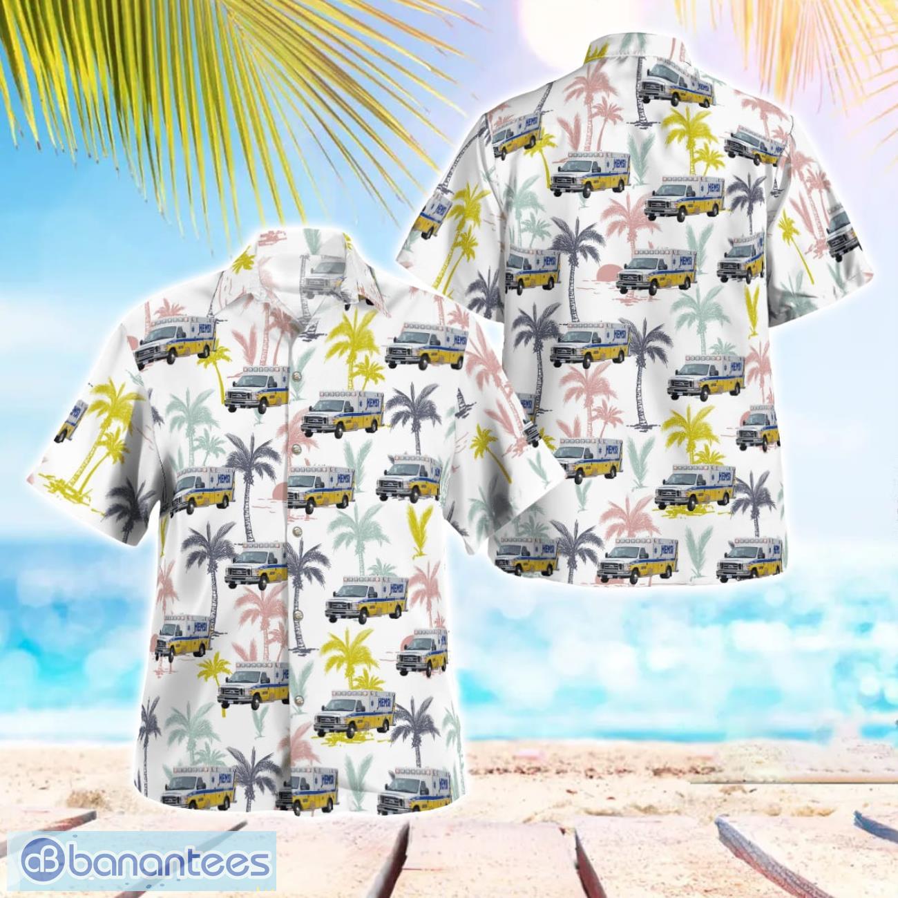 huntsville alabama hemsi ambulance hawaiian shirt image Huntsville, Alabama, HEMSI Ambulance Hawaiian Shirt Product Photo 1