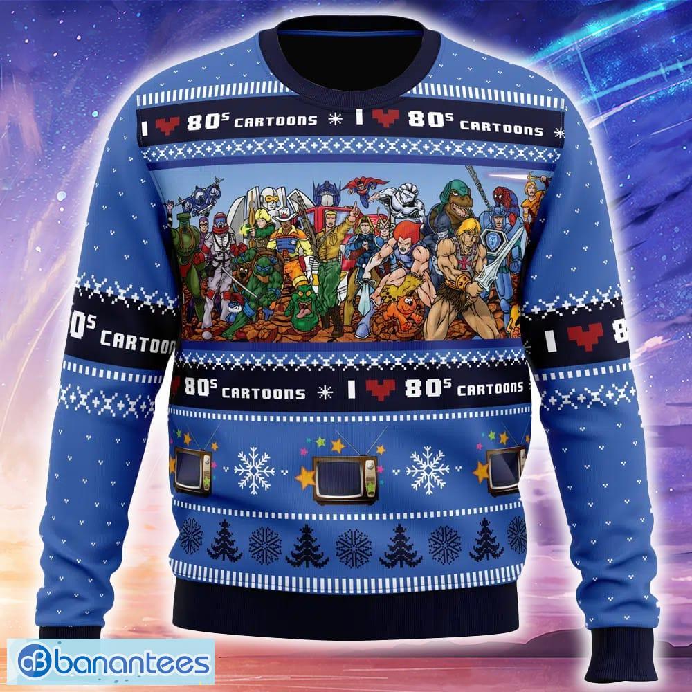 i love the 80s cartoons ugly christmas 3d sweater trending holidays for men women fans image I love the 80s Cartoons Ugly Christmas 3D Sweater Trending Holidays For Men Women Fans - I love the 80s Cartoons Ugly Christmas Sweater_1