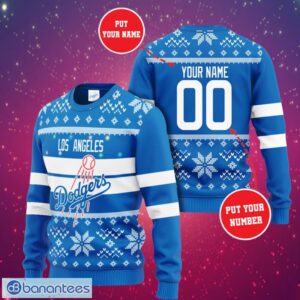 MLB Los Angeles Dodgers Logo Design Blue Sweater Custom Name And Number Sweater 3D Product Photo 1