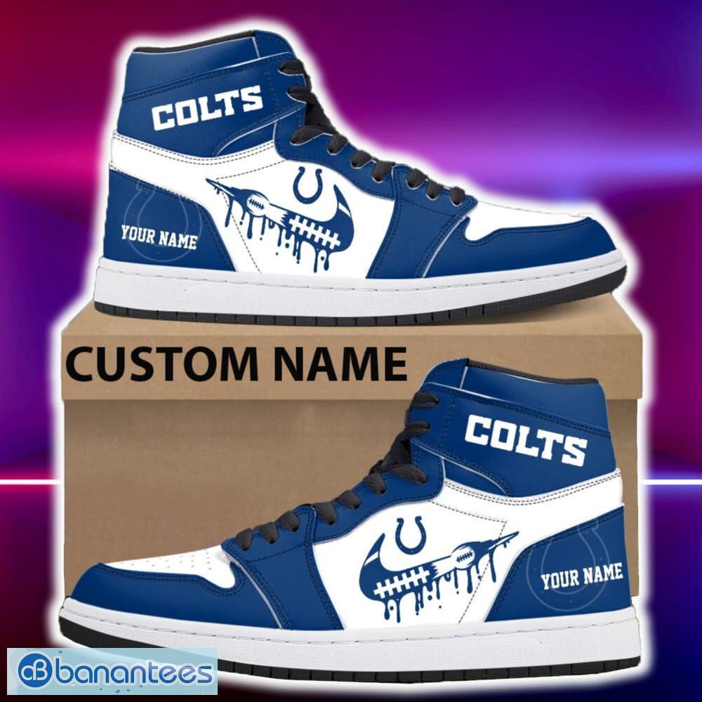 indianapolis colts air jordan hightop shoes new custom name for fans gift sneaker image Indianapolis Colts Air Jordan Hightop Shoes New Custom Name For Fans Gift Sneaker - Indianapolis Colts Air Jordan Hightop Shoes Photo 4