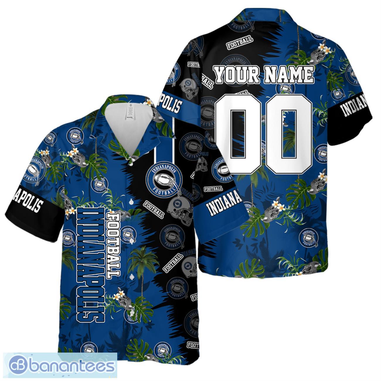 indianapolis football team hawaiian shirt and shorts custom name number tropical style hawaiian shirt image Indianapolis Football Team Hawaiian Shirt And Shorts Custom Name Number Tropical Style Hawaiian Shirt Product Photo 1