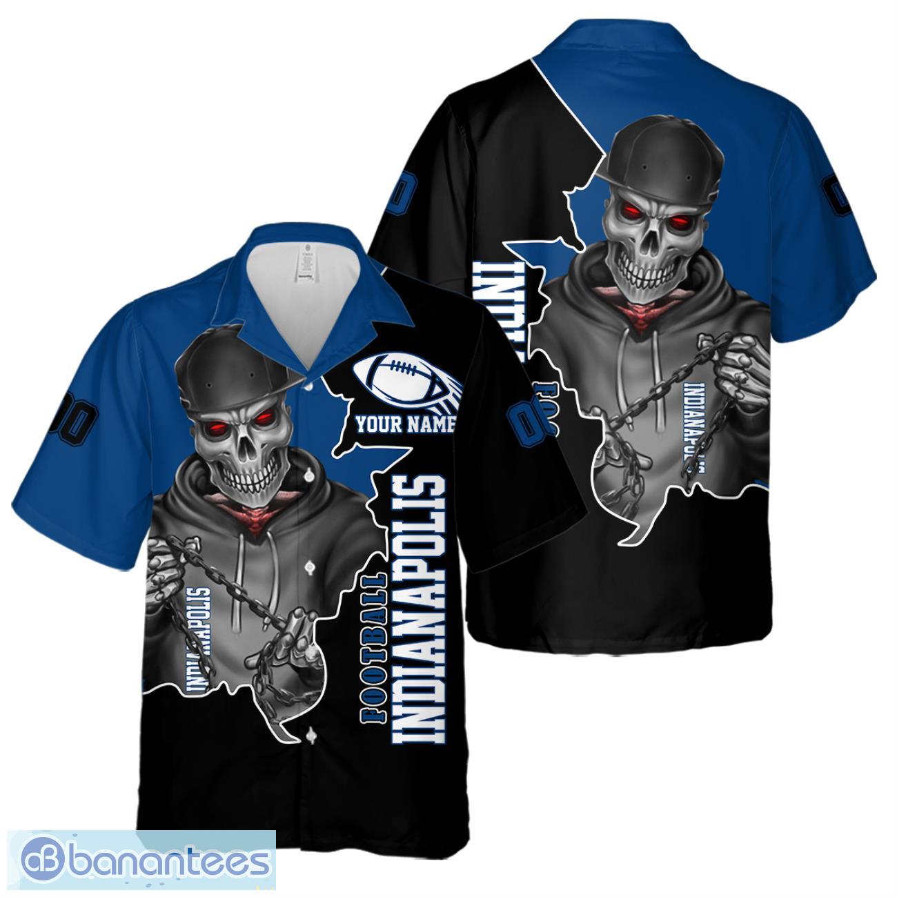 indianapolis football team hawaiian shirt and shorts personalized name and number for fans image Indianapolis Football Team Hawaiian Shirt And Shorts Personalized Name And Number For Fans Product Photo 1