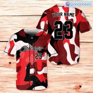 Chicago 23 Camo Baseball Jersey Shirt, Text Jersey Shirt For Men And Women Product Photo 1