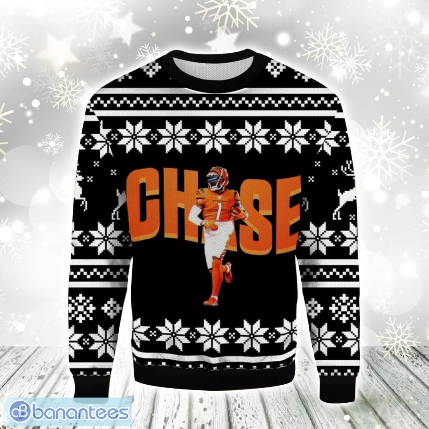 jamarr chase bengals christmas gift ugly christmas sweater for men and women image Jamarr Chase Bengals Christmas Gift Ugly Christmas Sweater For Men And Women Product Photo 1