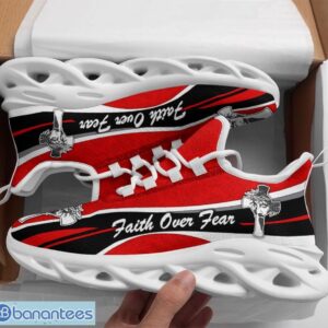 Jesus Faith Over Fear Clunky Max Soul Shoes Red Running Sneakers Product Photo 1