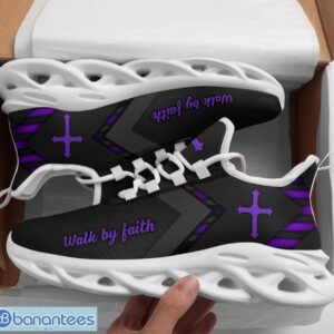 Jesus Faith Over Fear Clunky Max Soul Shoes Running Sneakers Purple Striped Product Photo 1