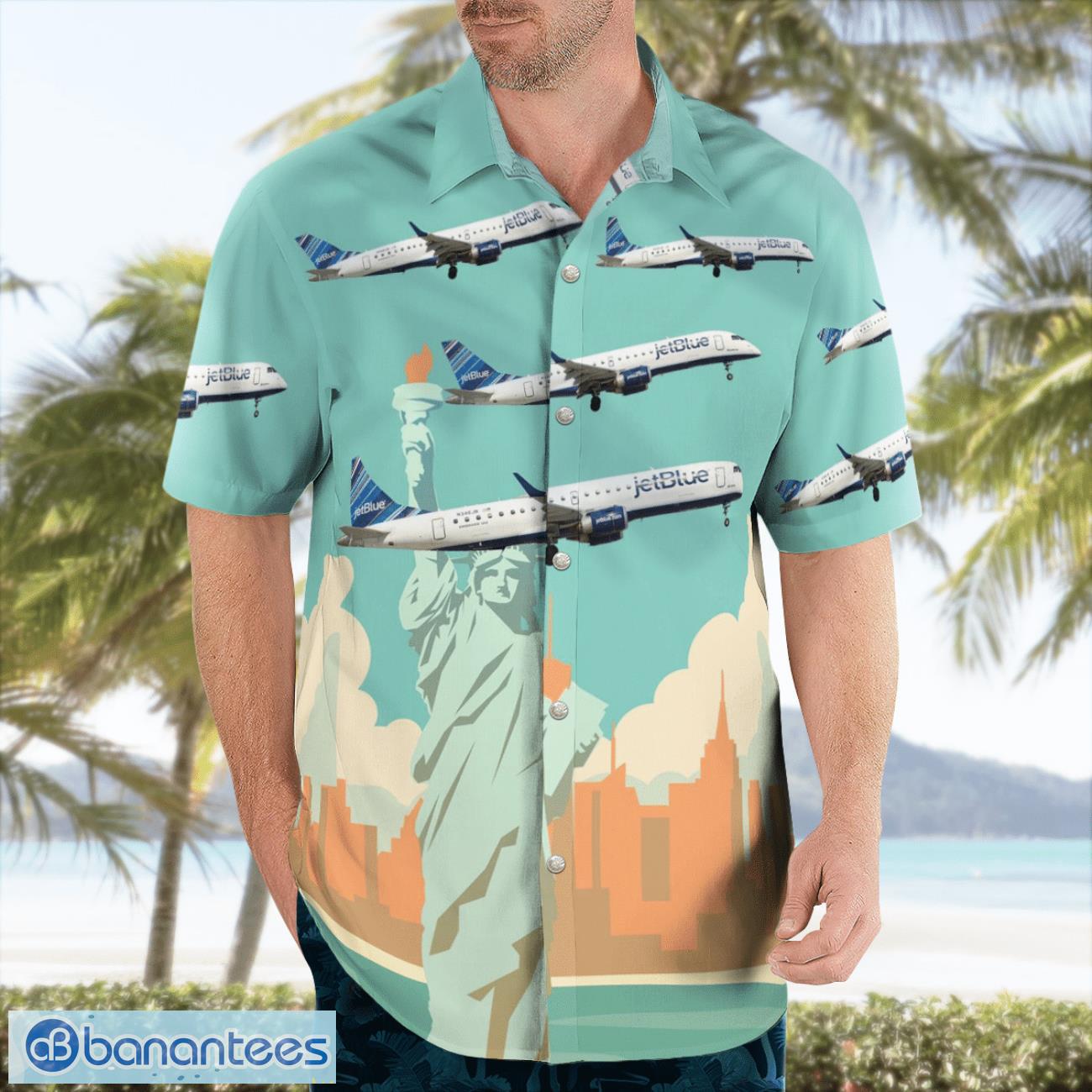 jetblue embraer 190 100igw hawaiian shirt beach shirt for men and women 2 image JetBlue Embraer 190-100IGW Hawaiian Shirt Beach Shirt For Men And Women Product Photo 3