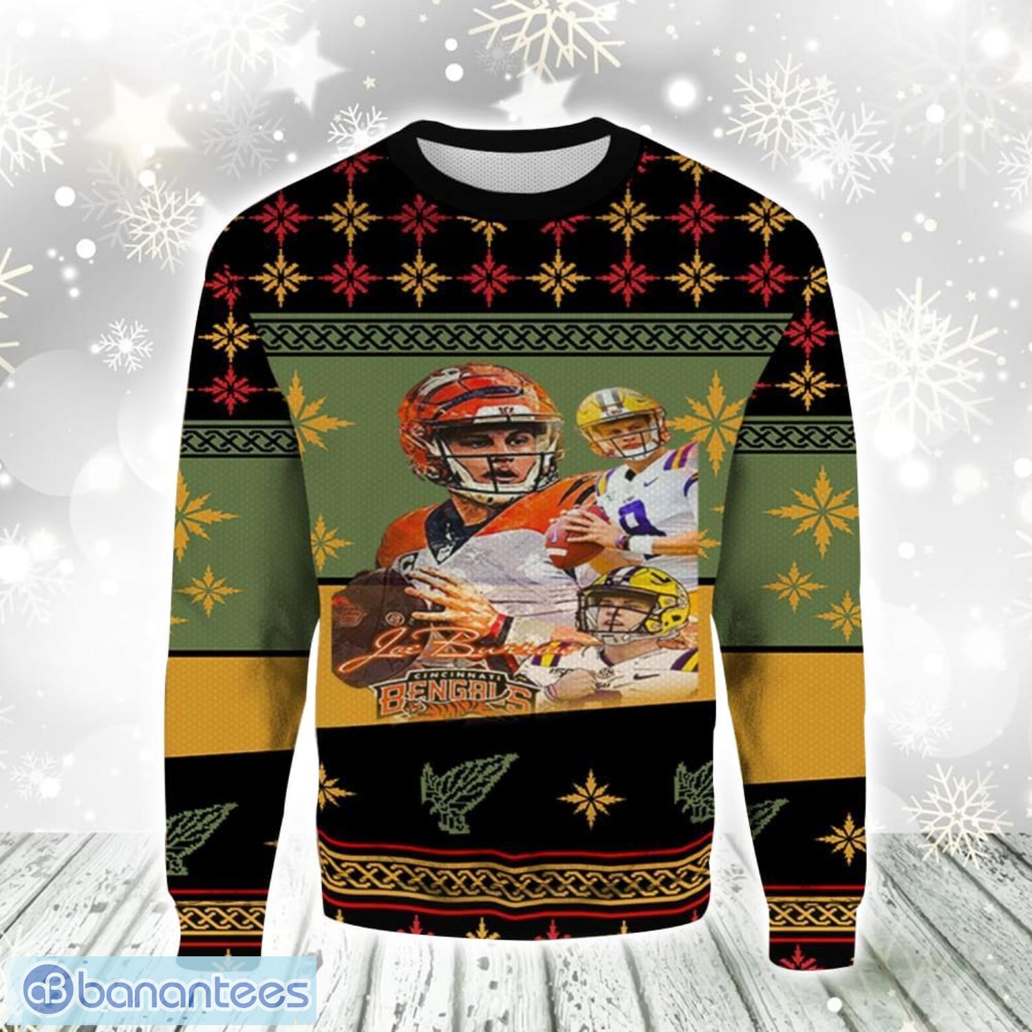 joe burrow bengals quarterback christmas gift ugly christmas sweater for men and women image Joe Burrow Bengals Quarterback Christmas Gift Ugly Christmas Sweater For Men And Women Product Photo 1
