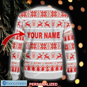NEW Reindeer Nottingham Forest Knitted Christmas Sweater Gift For Adult Custom Name - EPL Nottingham Forest Ugly Christmas Sweater For Men And Women Photo 2