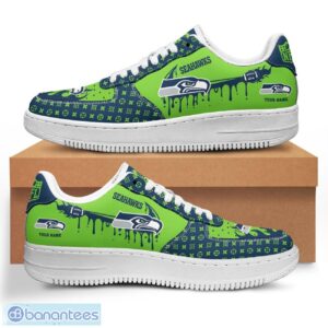 Personalized Name Seattle Seahawks Drip Air Force Shoes Men Women Sneakers Product Photo 1